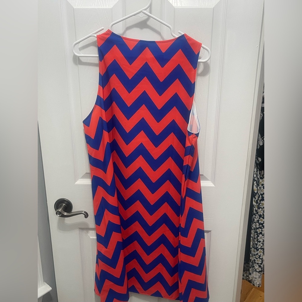 Red and Blue Halter Neck Sheath Mini Dress - Picture 8 of 9